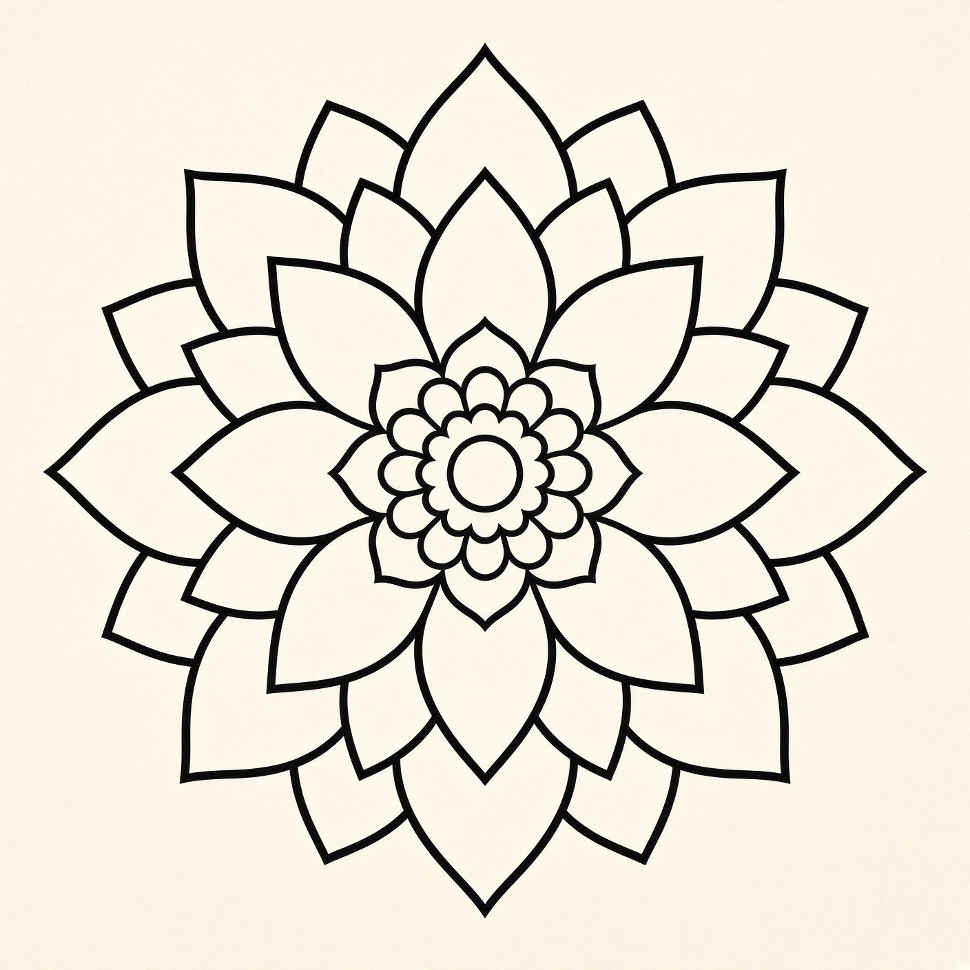 Bold lotus mandala coloring plate
