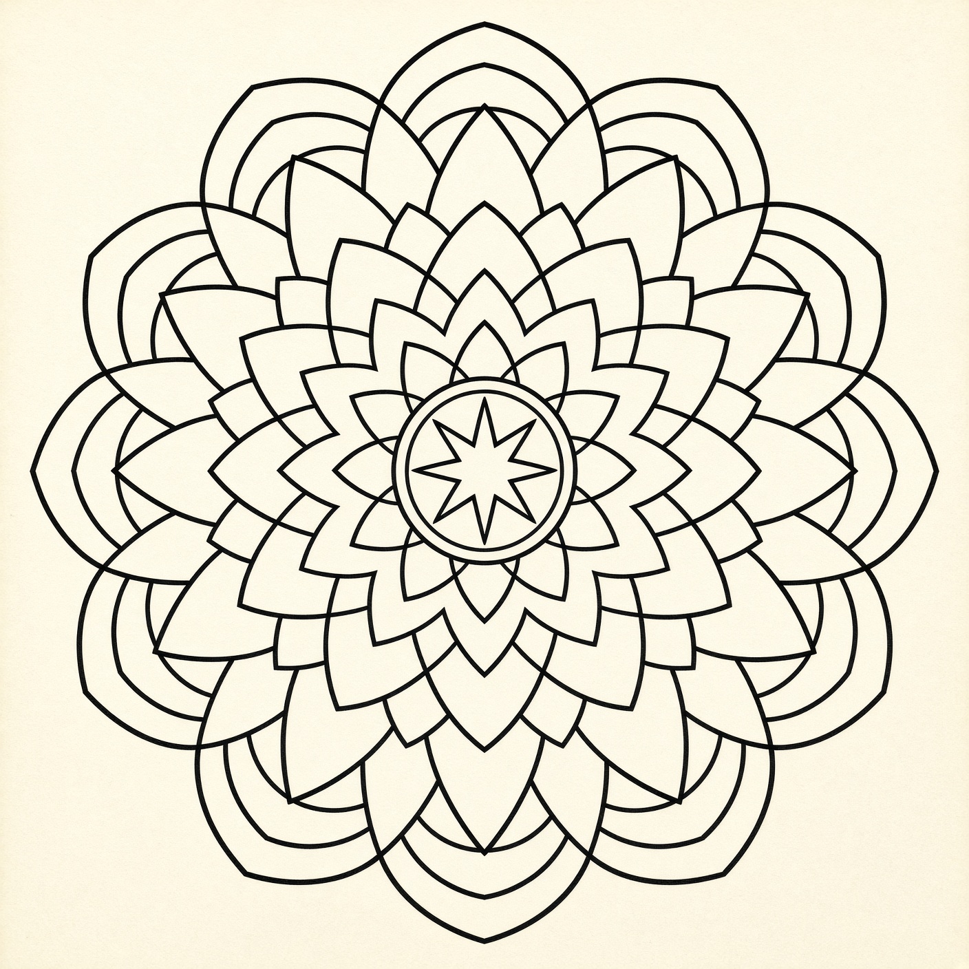 Geometric flower mandala coloring plate